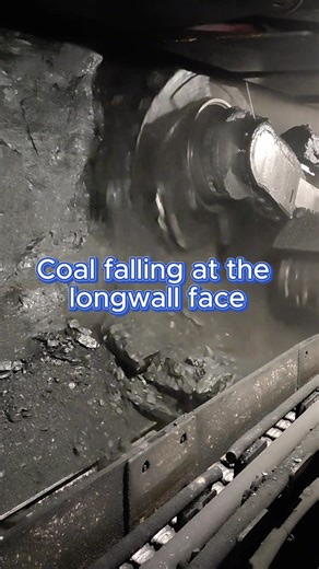Coal falling at the longwall face Coal breaks cleanly during longwall cutting. Consistent operation reflects real underground performance. #mining #longwallmining #shearer #coalproduction #miningequipment