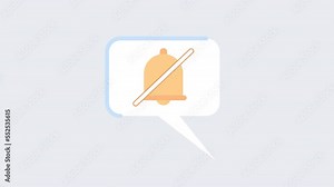 Animated isolated silent mode. Looped flat 2D speech bubble HD video footage. Dialogue balloon. Colorful animation on grey background with alpha channel transparency for website, social media