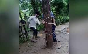 Woman Tied To Tree, Thrashed By Husband After He Sees Her With His Friend