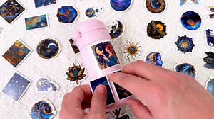 50-Piece Vintage Fantasy Celestial Cosmic Sticker – Waterproof Vinyl Space Zodiac Galaxy Astronomy Art Stickers for Scrapbooking, Journals, Laptops, Water Bottle