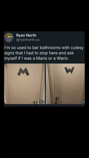 mario or wario? bar bathroom dilemma | Subscribe for more #motivation 😊👍