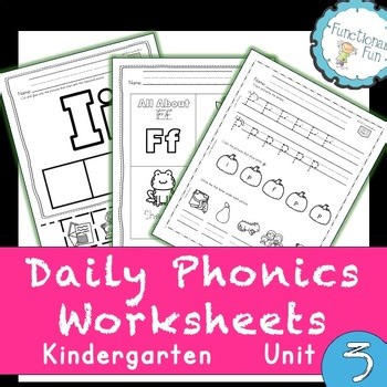 Daily Phonics Worksheets Unit 3 Kindergarten Benchmark Advance