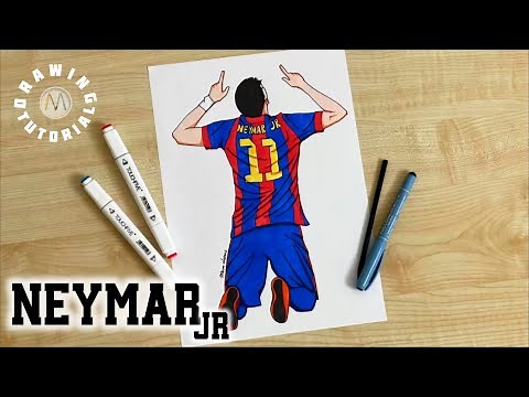 How to draw a soccer player Neymar / Neymar Jr back side drawing tutorial
