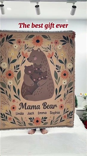 Mamabear Flower | Personalized Woven Blanket