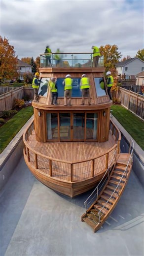 Turning an Empty Pool Into a Luxury Floating Ship Deck