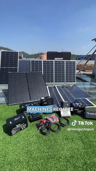 Out of sight, on with the light! 🌞✨ Our compact washing machine goes for a spin entirely off-grid, powered by Renogy's solar setup. How's that for clean energy? #RenogySolar #fyp
