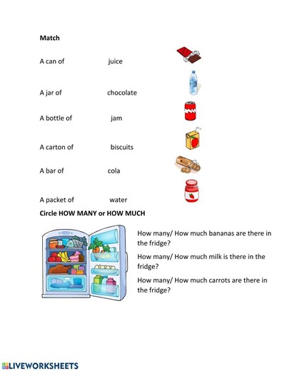 Food and quantifiers worksheet