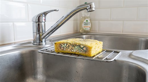 Éponge de cuisine : cette erreur que vous faites en la rinçant nourrit un nid de bactéries chez vous