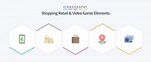 Download Shoping Retail And Video Game Elements 25 Flat icon pack including . shopping. browse. passport . identity for free