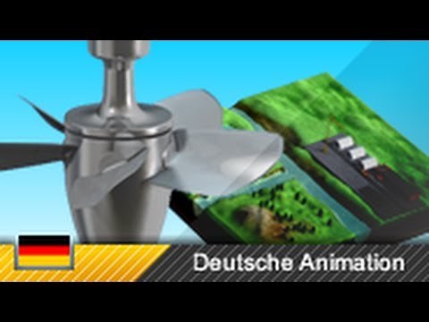 River power plant / Kaplan turbine / run-of-river power plant - function and structure (3D animat...