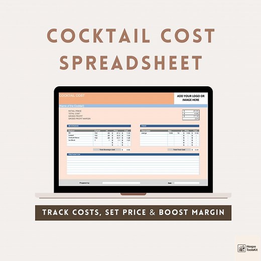 Cocktail Cost Calculator Excel Template | Bar Profit Tool (digital Download) - Etsy