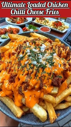 🌶️🧀🍟Ultimate Loaded Chicken Chilli Cheese Fries, RECIPE⬇️#loadedfries #loadedfriesrecipe #pizzafries