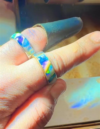 Beautiful silver inlay opal rings #gemstones #gem #blackopal #opal #opaljewellery #lightningridgeopal #australianopal #jewelry #Jewellery #opaljewelry | Happy Opals