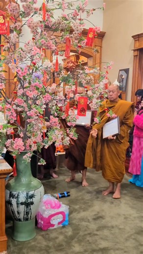 "Walk for Peace" Monday's night on the Lunar New Year's eve, the walker monks gather here at Chua Huong Dao temple, Fort Worth TX, Feb 16, 2026, for special announcement and journey reflection. Sadhu 🙏 🙏 🙏 | Susan Proms