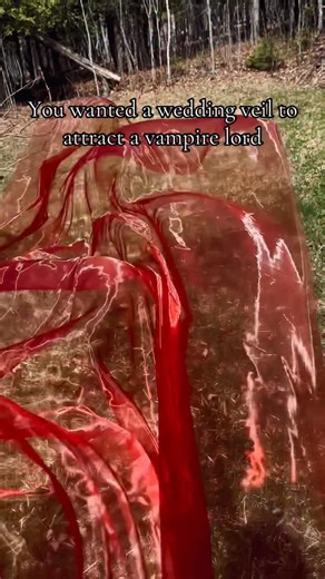 MistVeil on Instagram: "You wanted a red veil to live out your vampire queen (or king) dreams #redweddingveil #BookTok #gothicbride #goth #alt #darkfantasy #red #vampire #ethereal #wedding #veil #viral #fabric #organza #cosplay #superorganza #yumissima #yumisima #gothic"