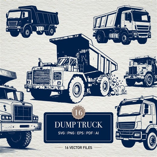 Dump Truck Vector Clipart | Construction Truck SVG Bundle (digital Files) - Etsy