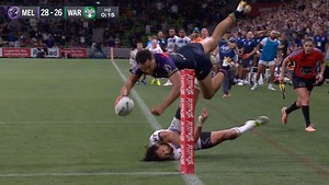 Storm high flyer Xavier Coates put his name on the 'Try of the Year' trophy the second he dotted down the match winning try against the Warriors in March! 🤯 (via Fox League) NRL MID-SEASON REPORT 👉 bit.ly/4efxFAg | Telegraph Sport