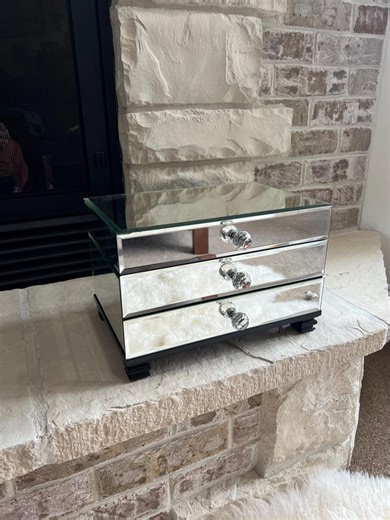 Vintage Mirrored Jewelry Box, Crystal Knobs, Hollywood Regency Vanity Organizer - Etsy