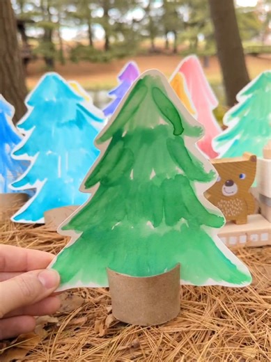 Cardboard Tube Evergreen Trees Craft for Kids