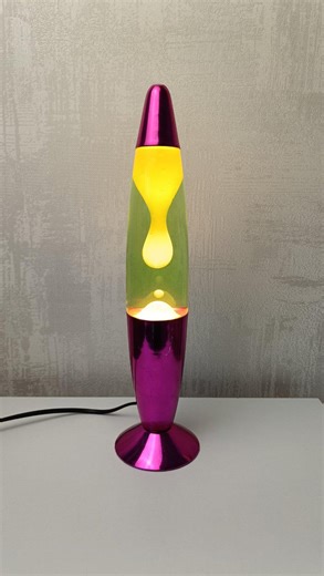 Vintage Rocket Lava Lamp, Yellow Base, Yellow Wax, Retro Night Light