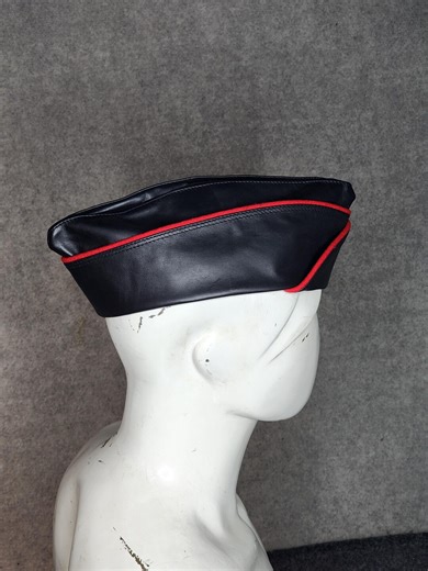Handmade Leather Garrison Cap, Sheepskin Military Side Hat, Vintage Pilot Flight Cap - Etsy