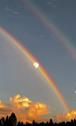 Incredible moon in a rainbow 🌈