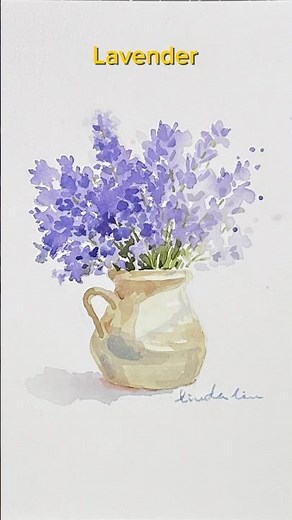 Easy 3-step Watercolor Lavender Flowers #art #painting #flowers