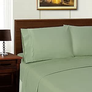 Superior 1000 Thread Count Lyocell Blend Sheet Set, Bedroom Decor 4-Piece Set Includes 1 Deep Pocket Fitted Sheet, 1 Flat Sheet, 2 Pillowcases, Aesthetic Bedding Essentials, Sage, Full