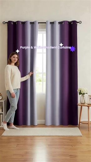2-piece modern-style purple and white gradient curtains, semi-transparent polyester fabric, suitable for bedrooms, living rooms, dining rooms, kitchens, and year-round use #2-piece #modern-style #purple #and #white #gradient #curtains, #semi-transparent #polyester #fabric, #suitable #for #bedrooms, #living #rooms, #dining #kitchens, #year-round #use