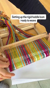 Setting up the rigid heddle loom ready to weave. Winding the warp onto the back beam and then threading the heddle. Our weaving looms and kits are available in our TabbyandTweed website shop for delivery within the UK, USA and Canada. #learntoweave #rigidheddleloom #rigidheddleweaving | TabbyandTweed