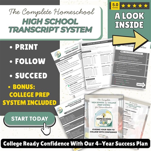Complete Homeschool High School Graduation Tracker Transcript System   BONUS College Prep Bundle | Credit Calculator - Etsy