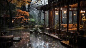 听觉休息区：【淅沥沥的小雨落在秋天的小院屋檐下】| 雨声‖白噪音 | 放松治愈减压 | 助眠疗愈冥想 | 沉浸式 | 深度睡眠 | 陪伴学习 | 怀旧复古