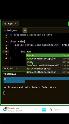 Decrement Operator in Java in 60 Seconds 🔥