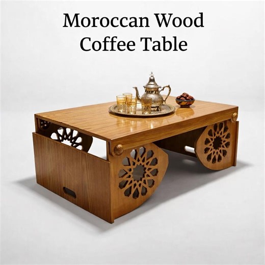 Moroccan Coffee Table Handmade – Wood Geometric Coffee Table – Islamic Design Table – Boho Living Room Furniture – Custom Size - Etsy