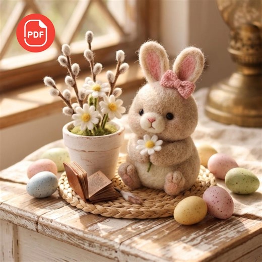 Handmade Needle Felted Easter Bunny PDF Pattern | DIY Wool Felt Spring Decor | Easter Basket Gift - Etsy