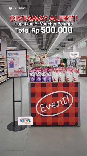 LOTTE MART Indonesia on Instagram: "GIVEAWAY SPESIAL BUAT KAMU 🔥 Yuk ikutan! Tebak ada berapa total logo “LOTTE MART Point Festival” yang muncul di video ini ✨ Caranya gampang banget 😎 1. Periode: 17-28 Januari 2026 2. Wajib FOLLOW Instagram & TikTok @lottemartindo 3. Komen jawaban kamu: ada berapa total logo “LOTTE MART Point Festival” di video ini? 4. Tag 3 bestie kamu dan tuliskan domisili kamu 5. Tambahkan hashtag #LotteMartPointFestival 6. Pastikan akun kamu tidak di-private selama period