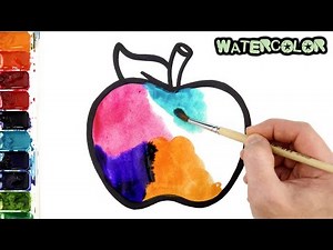 How to Draw an Apple | Simple Watercolors painting for beginners | Wet technique