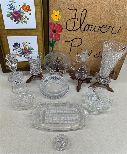 Vintage Dishes Clear Glass Bowls Candlestick Holders Vases Tablescape Decor: Your Choice- SEE DETAILS - Etsy