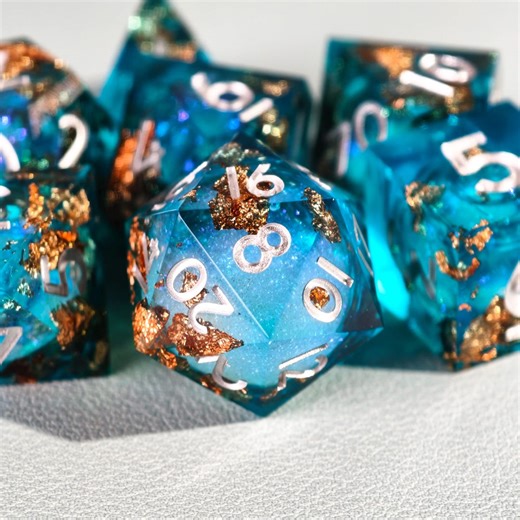 Blue Liquid Core Dice Set for Dungeons and Dragons, Liquid Core D and D Dice for Dnd Gifts, Resin Liquid Dice, Resin Dice, Gift to Him - Etsy