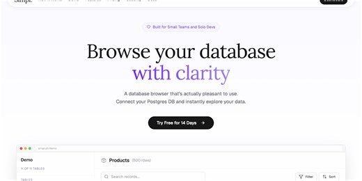 Simpl.: A pleasant Postgres browser for working with real data | Product Hunt