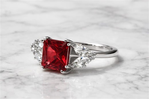 925 Cushion Cut Sterling Silver Lab Grown Ruby Ring, Ruby Engagement Ring, Vintage Style Ruby Statement Ring Gift for Her - Etsy