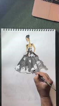 Dramatic Runway Gown Illustration | Fashion Sketch Timelapse #art #illustration #designerinspiration