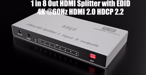 KAGO HDMI Splitter -1 in 8 Out TV Splitters Premium Quality High Resolutions Support HDMI 2.0, HDCP 2.2, 18 Gbps 4K@60Hz 2k@120Hz 36-Bit Deep Color UltraHD,Plug&Play
