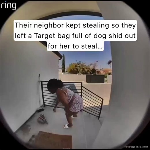 A homeowner who was allegedly tired of a neighbor stealing packages decided to leave a Target bag filled with dog waste outside as a trap. The neighbor grabbed the bag anyway, and the entire moment was caught on a doorbell camera 😬
