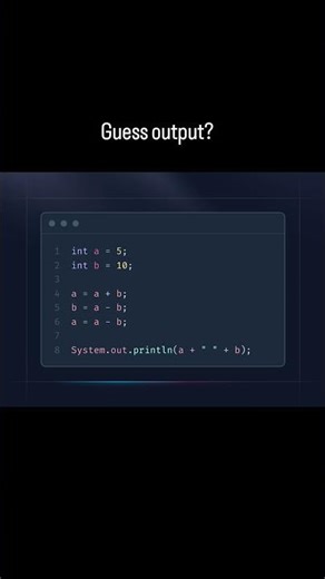 Without using 3rd variable swap 🔥Logic samjha to real coder ho tum 💻Output comment karo #tech