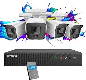 8CH 4MP Color-Vu PoE Camera System - 4 * 4MP Color-Vu IP PoE Cameras, 4K/8MP 8CH PoE NVR with 2TB HDD for 24/7 Recording