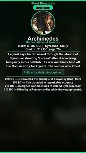 Archimedes: Life Story in 30 Seconds #Shorts