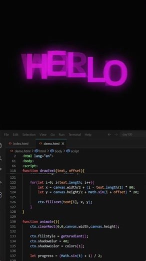 Next Level Hello World with HTML CSS JS (Crazy Effects) #shorts #viralvideo