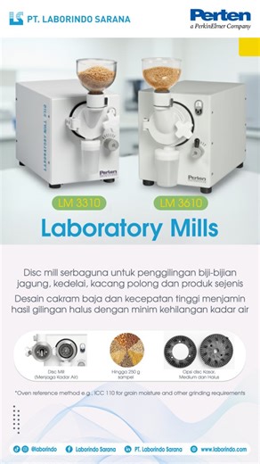 PT. Laborindo Sarana | Laboratory Mill 3310 by Perten (a PerkinElmer Company) Laboratory Mill 3310 adalah disc type mill untuk penggilingan sampel biji-bijian... | Instagram