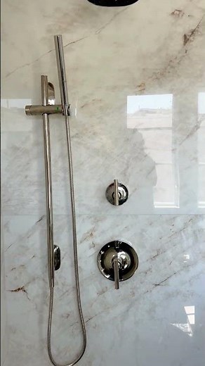 I used Taj Mahal quartzite with Sensa by Cosentino treatment ✨ San Clemente Bathroom Remodels